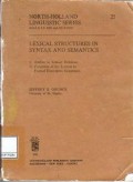 Lexical Structures In Syntax And Semantics